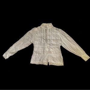 Vintage Victorian Turtle Neck Lace Button Up Blouse